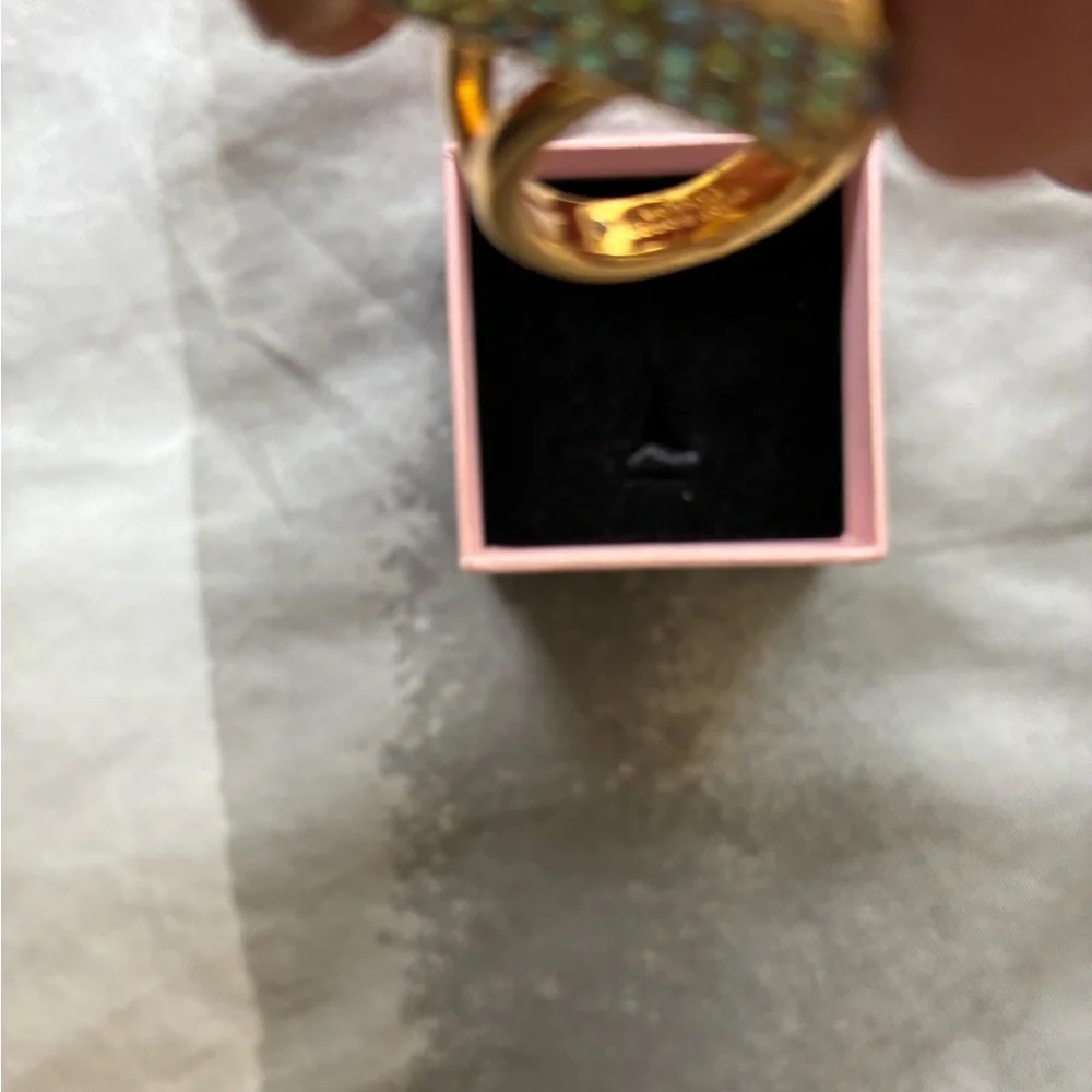 Kurt Geiger Pink and Gold Ring, size small 5-5.5 - Picture 9 of 13